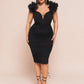 Plus Size Women's Black Underwire One-Shoulder Midi Dress