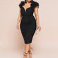 Plus Size Women's Black Underwire One-Shoulder Midi Dress