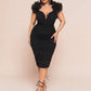 Plus Size Women's Black Underwire One-Shoulder Midi Dress