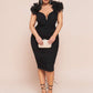 Plus Size Women's Black Underwire One-Shoulder Midi Dress