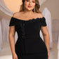Plus Size Women's Black Underwire One-Shoulder Midi Dress
