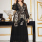 V-Neck Long Sleeve Floral Evening Dress