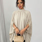 Batwing Sleeve Black Designed Loose Elegant Floral Lace Trim Blouse