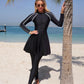 Zipper Elegant Modest Women Swimwear Set