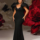 Plus Size Sexy Black Off Shoulder  With Sheer Mesh Sleeves Evening Dress