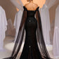 Sequins Embroidered Off The Shoulder Extra Long Floating Sleeves Evening Dress