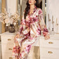 Floral Satin Long Sleeve & Pants Pajama Set