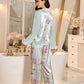 Floral Print Mandarin Collar Mesh Patchwork Long Sleeve Shirt And Pants Pajama Set