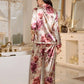 Floral Satin Long Sleeve & Pants Pajama Set
