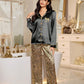 Contrast Trim Leopard Print Women Pajama Set