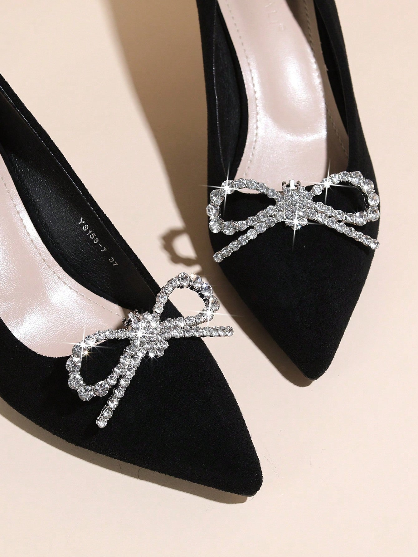 1pair Removable Shoe Deco With Metal Flower Shape Buckle & Rhinestone