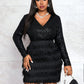 Plus Size Sequin Bodycon Mini Evening  Dress