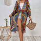 Embroidered Mesh See Through Kimono Swim Cover-Up
