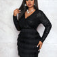 Plus Size Sequin Bodycon Mini Evening  Dress