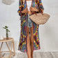 Embroidered Mesh See Through Kimono Swim Cover-Up