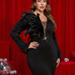 Plus Size Black Feather Bodycon Waist Cocktail Evening Dress