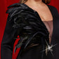 Plus Size Black Feather Bodycon Waist Cocktail Evening Dress