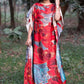 Floral Print Faux Silk Chiffon Loose Coverup Kaftan Dress