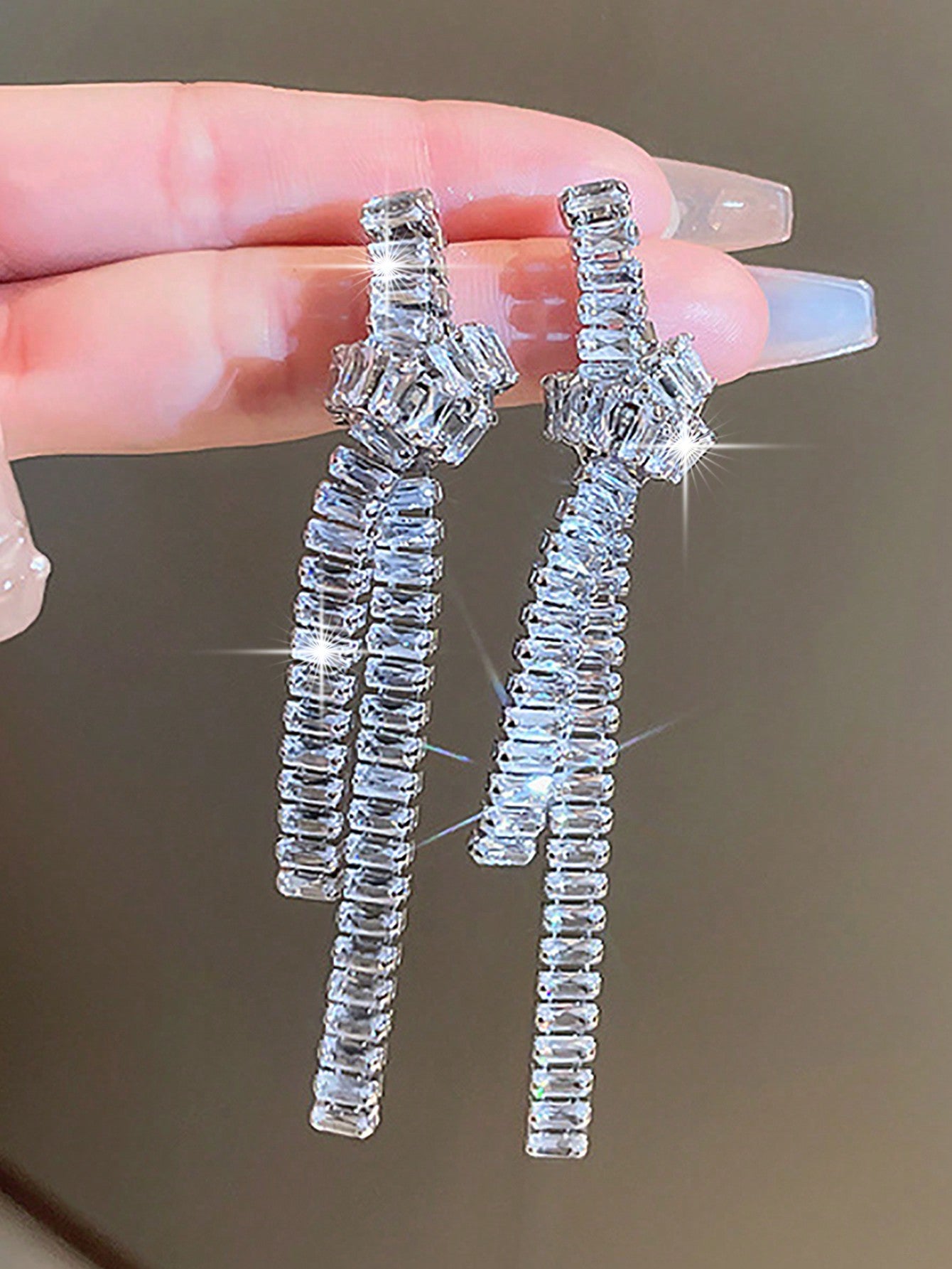 Cubic Zirconia Water Drop Dangle Earrings