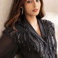 Rhinestone Jacquard V-Neck Puff Long Sleeve Embroidered Top Blouse