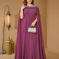 Plus Stand Collar Cape Sleeve Sequin Patchwork Slim-Fitting Evening Dress