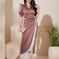 Puff Sleeve Fringe Trim Wrap Hem Tie Back Dress