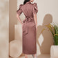 Puff Sleeve Fringe Trim Wrap Hem Tie Back Dress
