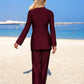 Burkini with Metal Buckle Decor n  Wide Leg pants Swimwear 2pc Set