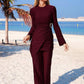 Burkini with Metal Buckle Decor n  Wide Leg pants Swimwear 2pc Set