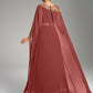 Round Neck Puff Sleeve Sequin Embroidery Cinched Waist Formal Evening  Dress