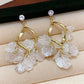 French Style White Petal Tassel Earrings