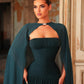 Ruched Bandeau Waist With Internal Boning Body Hugging Evening Dress