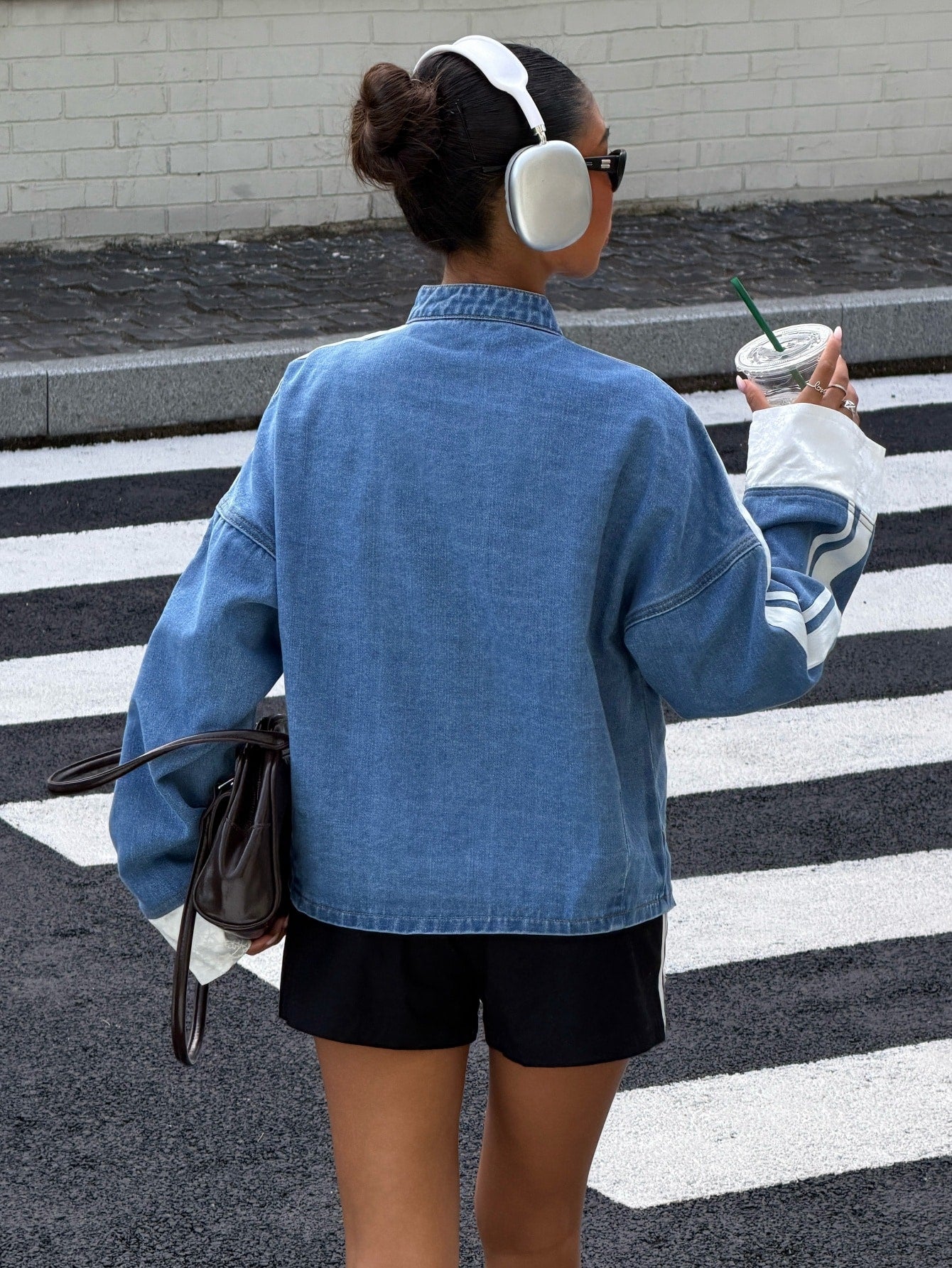 Striped Drop Shoulder Long Sleeve Zip-Up Jacket
