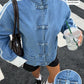 Striped Drop Shoulder Long Sleeve Zip-Up Jacket