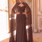 Coffee-Colored Ruched Flounce Fitted Mermaid Hem Evening Dress