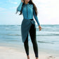 Color Block Patchwork One-Piece with Skirt Swimwear Set