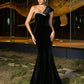 Velvet One-Shoulder Mermaid Evening Dress