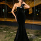 Velvet One-Shoulder Mermaid Evening Dress