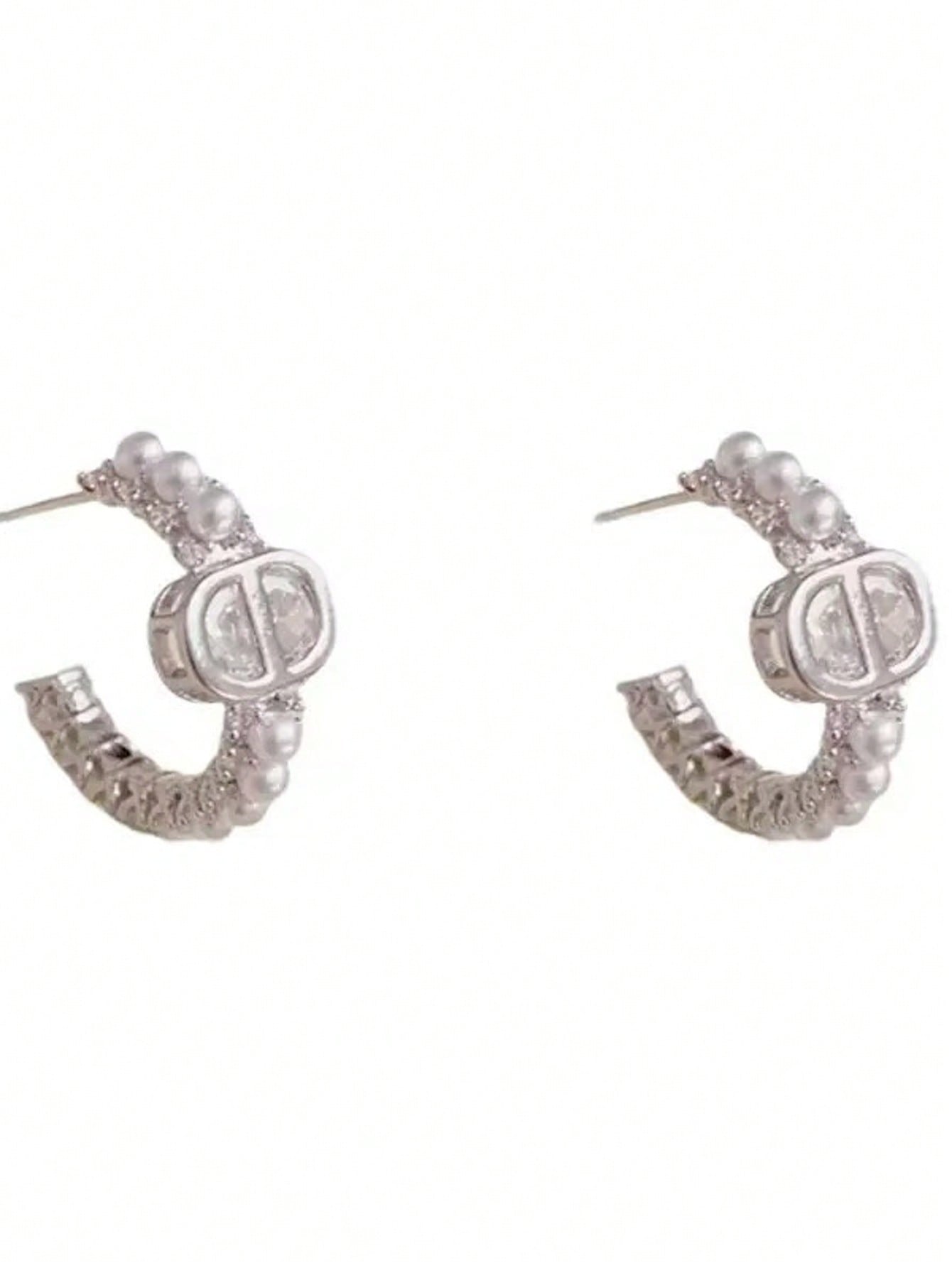 Luxury CD Pearl Hoop Earrings