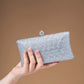 Silver Luxury Rhinestone Embellished Clutch Bag