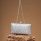 Silver Luxury Rhinestone Embellished Clutch Bag