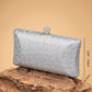Silver Luxury Rhinestone Embellished Clutch Bag