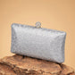 Silver Luxury Rhinestone Embellished Clutch Bag