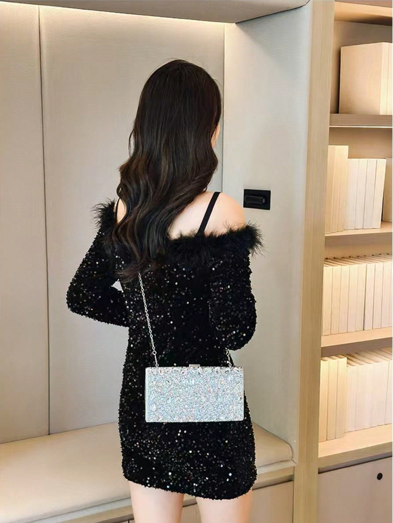 Rhinestone Shiny Silver Clutch Bag