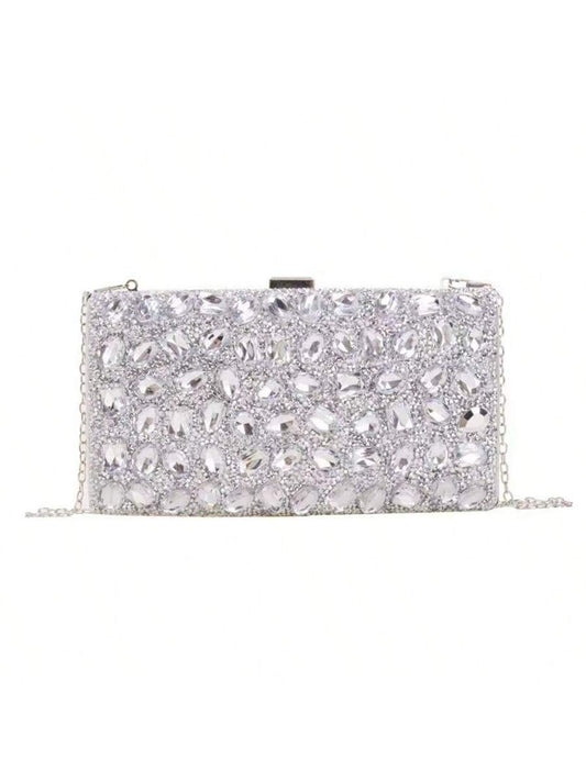 Rhinestone Shiny Silver Clutch Bag