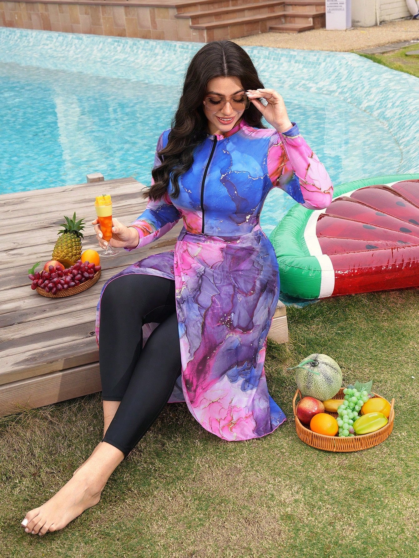 Plus Size Women's Bohemian Style 2PC Burkini Set