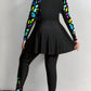 Plus Size Color Block Long Sleeve Summer Burkini Swimwear