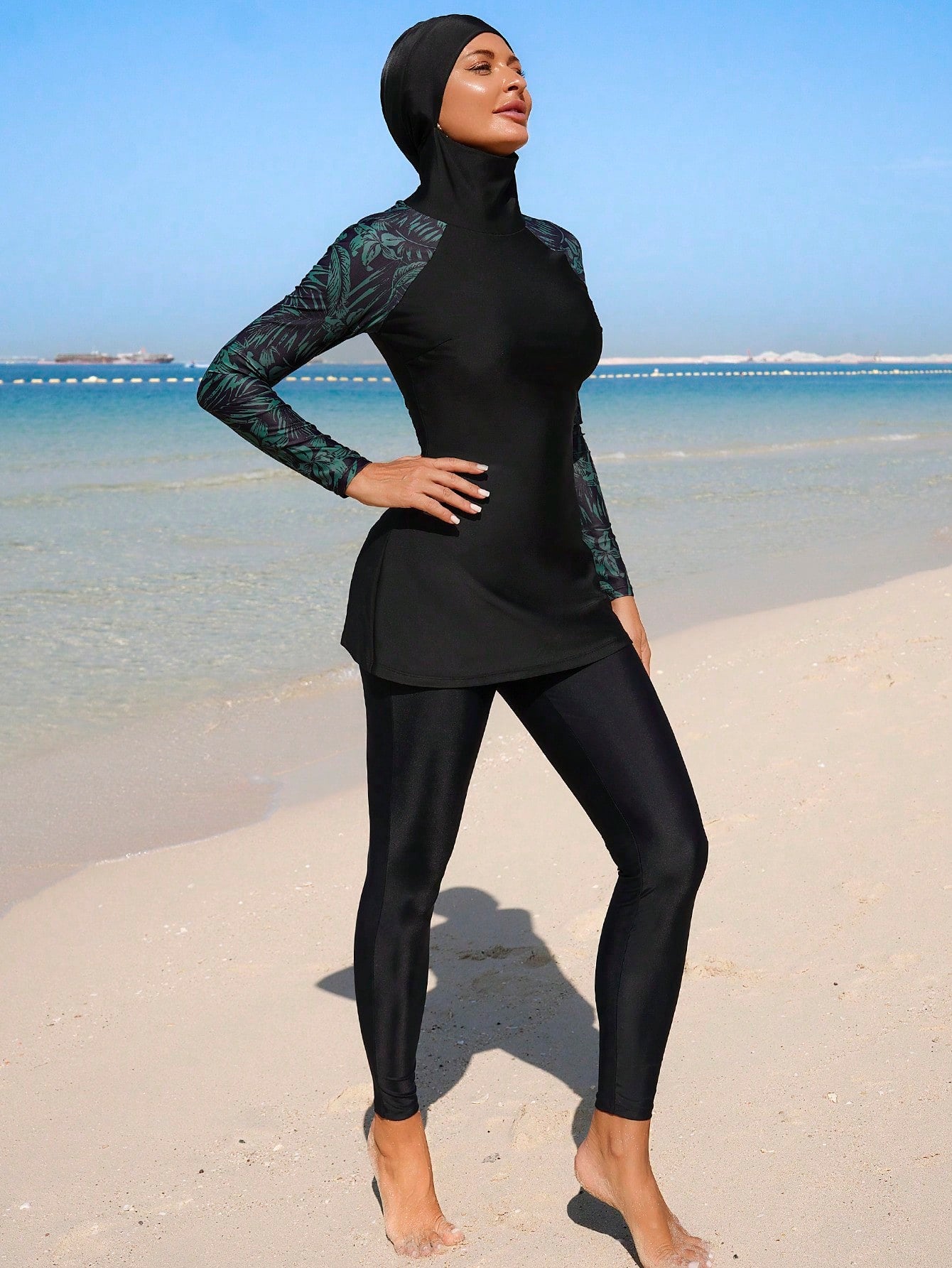 Tropical Print Patchwork Burkini Set