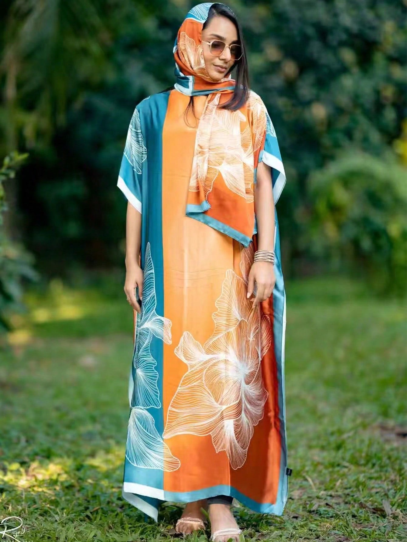 Faux Silk Kimono Maxi Robe Kaftan