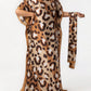 Leopard Print Silk-Like Casual Robe Vacation Kaftan with Scarve